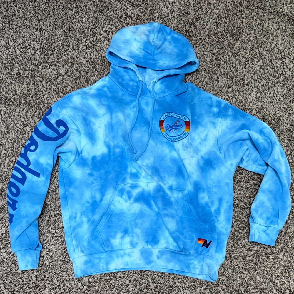 Aviator Nation LOS ANGELES DODGERS HAND DYED RELAXED PULLOVER HOODIE - BNWT XS